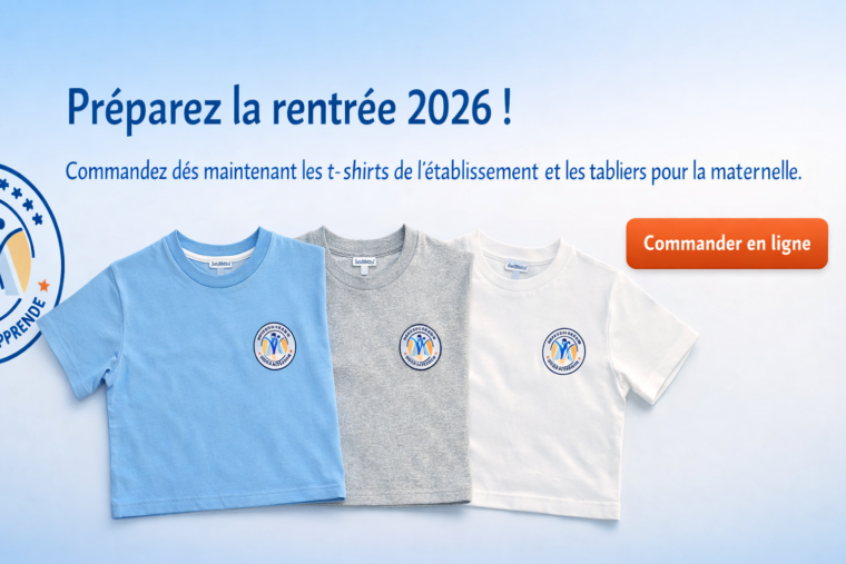 Rentrée 2026 Commande Tee-shirt et tabliers